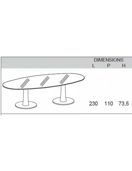 Table de réunion ovale Meeting avec plateau en verre – Quadrifoglio.