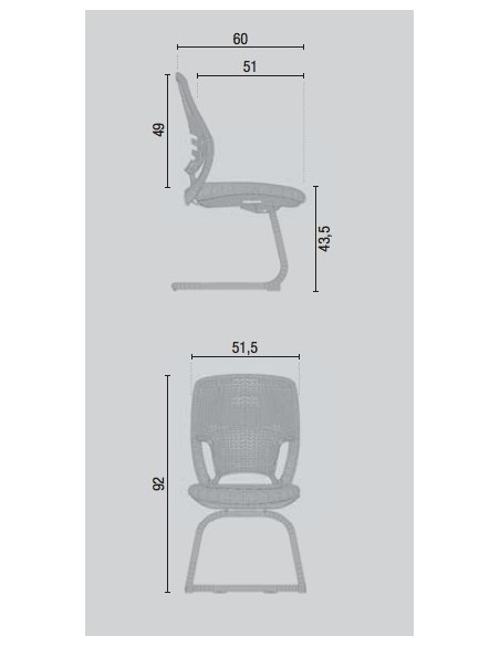 Chaise visiteurs 4 pieds Lena avec dossier en résille - SITEK