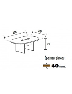 Table de réunion oval TAK avec top access – Mobel Linea 2