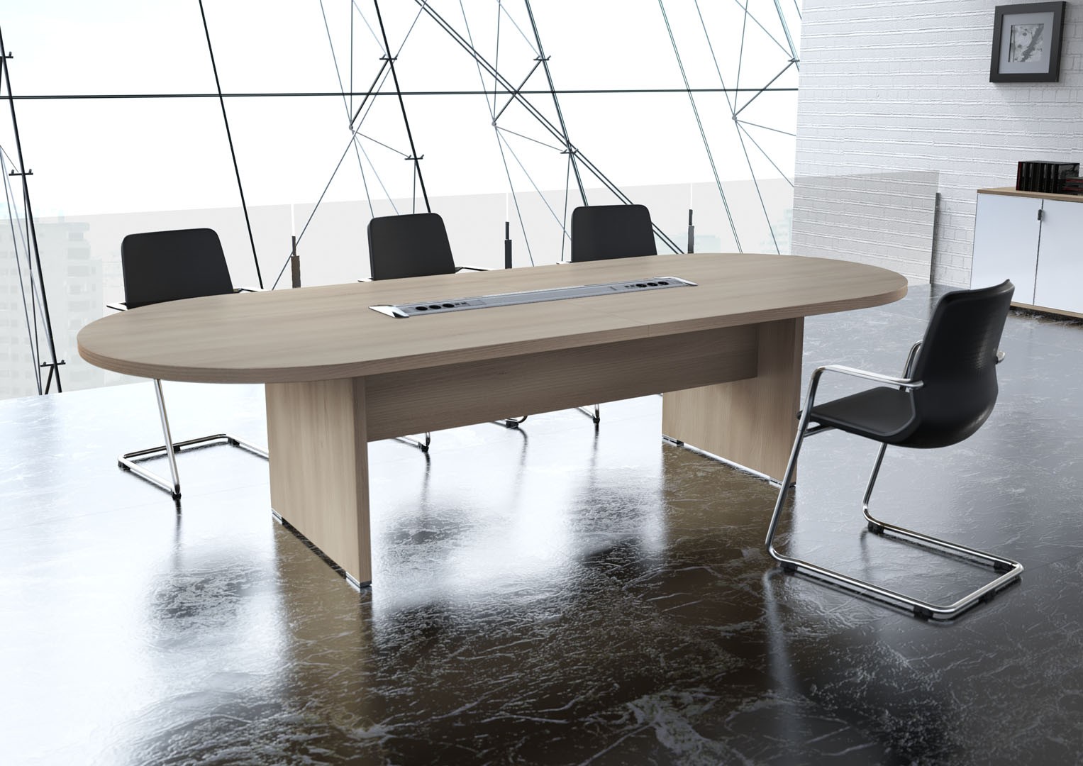 Table de réunion ovale TAK avec top access Mobel Linea Tables de