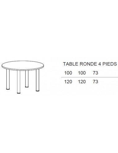 Table de réunion ronde avec 4 pieds – Idea - Quadrifoglio