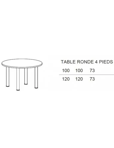 Table de réunion ronde avec 4 pieds – Idea - Quadrifoglio