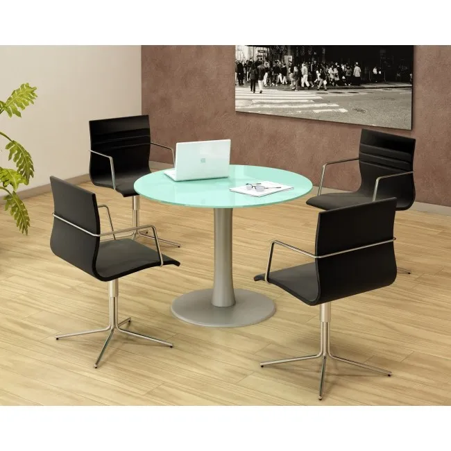 Table de réunion Design avec plateau en verre dépoli - Quadrifoglio