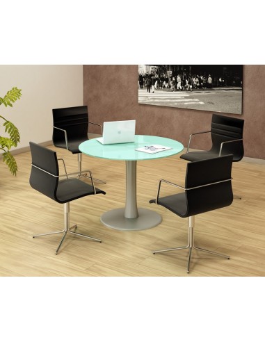 Table de réunion Design avec plateau en verre dépoli - Quadrifoglio