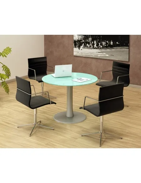 Table de réunion Design avec plateau en verre dépoli - Quadrifoglio