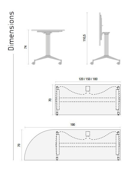 Table de réunion NET, plateau abattant forme rectangulaire – Mobel Linea