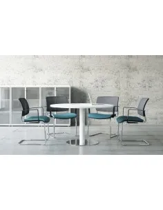 Table de réunion ronde avec base chromée Ogi – MDD.