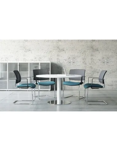 Table de réunion ronde avec base chromée Ogi – MDD.