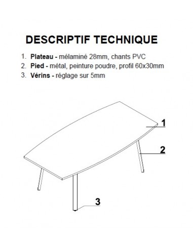 Table de réunion forme tonneau Ogi – MDD.