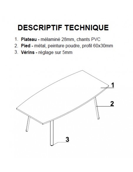 Table de réunion forme tonneau Ogi – MDD.