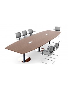 Table de réunion forme tonneau avec base chromée Ogi – MDD.