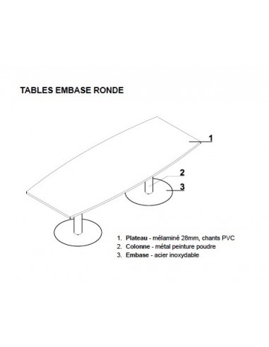 Table de réunion forme tonneau avec base chromée Ogi – MDD.