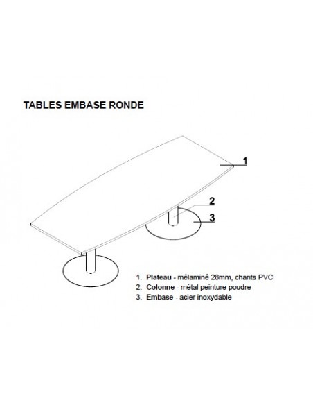 Table de réunion forme tonneau avec base chromée Ogi – MDD.