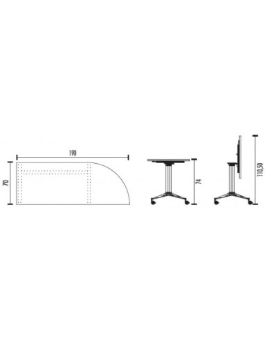 Table de réunion NET, plateau abattant forme rectangulaire – Mobel Linea