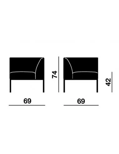Canapé modulable ASTRO, version angle avec dossier – Offisit.