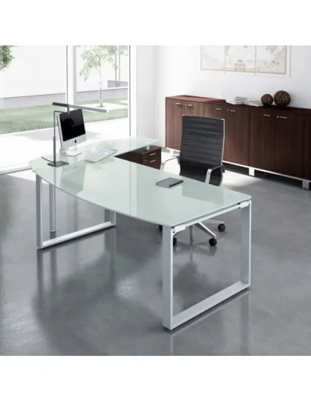 Bureau X time Stop avec convivialité en verre – Quadrifoglio.
