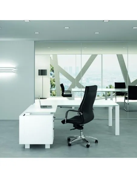 Bureau X7 avec plateaux en verre blanc – Officity.