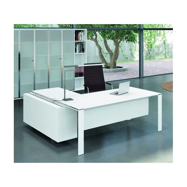 Bureau X7 avec plateaux en verre blanc – Officity.