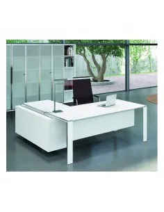 Bureau X7 avec plateaux en verre blanc – Officity. 2