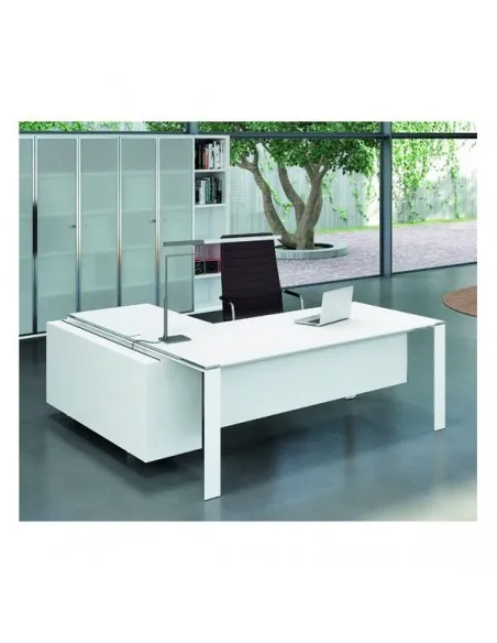 Bureau X7 avec plateaux en verre blanc – Officity.