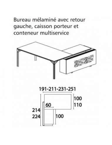 Bureau X7 avec retour et caisson – Officity.