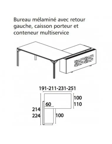 Bureau X7 avec retour et caisson – Officity.