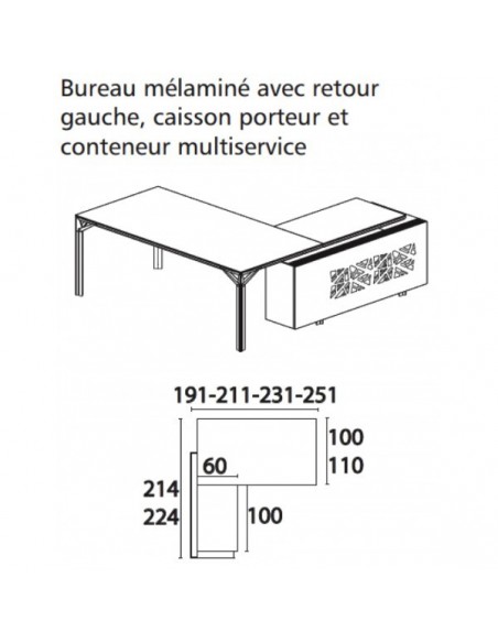 Bureau X7 avec retour et caisson – Officity.