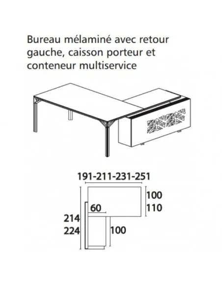 Bureau X7 avec retour et caisson – Officity.
