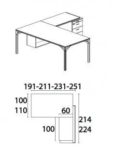 Bureau d'angle X8 avec caisson de rangement – Officity. 2