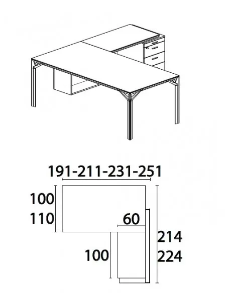 Bureau d'angle X8 avec caisson de rangement – Officity.