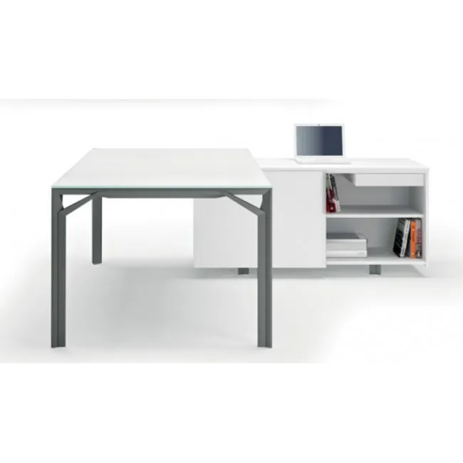 Bureau d'angle X8 avec plateau en verre – Officity.