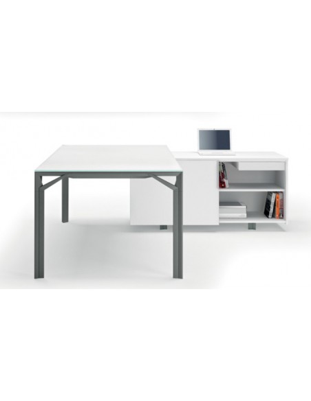 Bureau d'angle X8 avec plateau en verre – Officity.