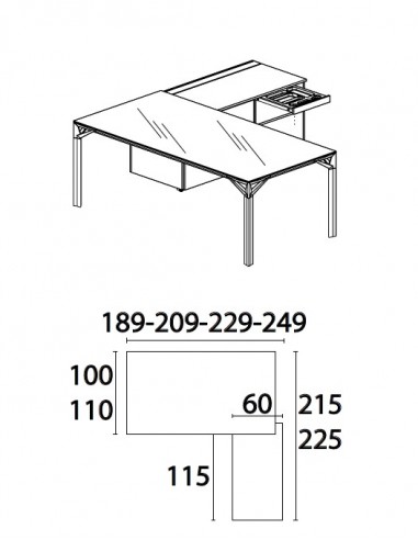Bureau d'angle X8 avec plateau en verre – Officity.