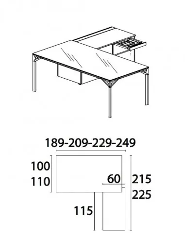 Bureau d'angle X8 avec plateau en verre – Officity.