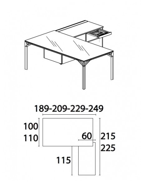 Bureau d'angle X8 avec plateau en verre – Officity.
