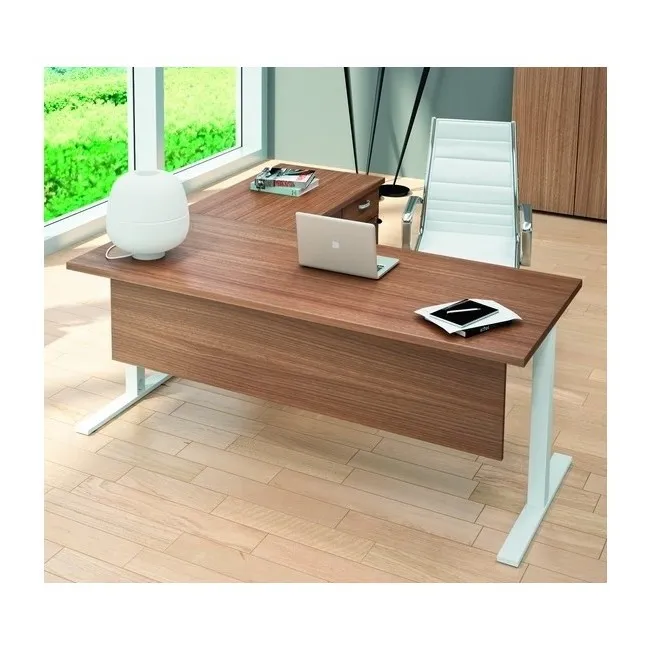 Bureau avec retour direct et caisson de rangement, série Idea Tube - Quadrifoglio