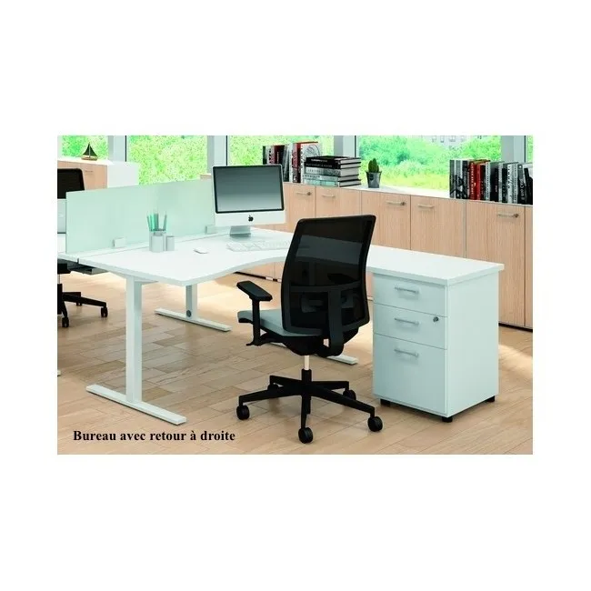 Bureau compact 90° avec caisson de rangement Idea Tube –Quadrifoglio