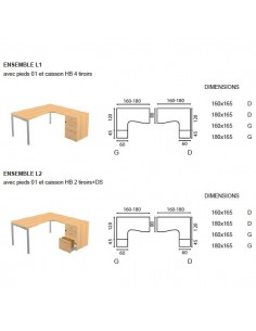 Bureau compact Idea 01 avec caisson - Quadrifoglio 2