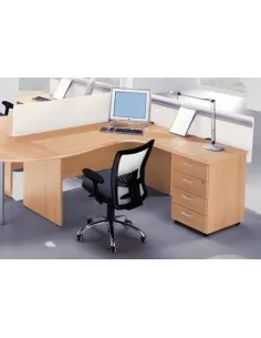 Bureau compact 90° avec caisson de rangement intégré - Quadrifoglio