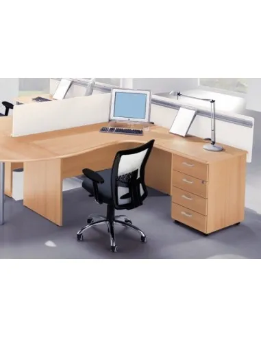 Bureau compact 90° avec caisson de rangement intégré - Quadrifoglio