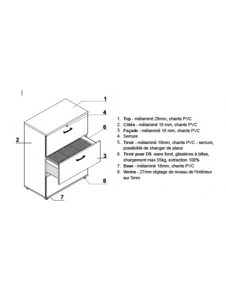 Armoire moyenne avec 3 tiroirs pour le classement des dossiers suspendus. - MDD
