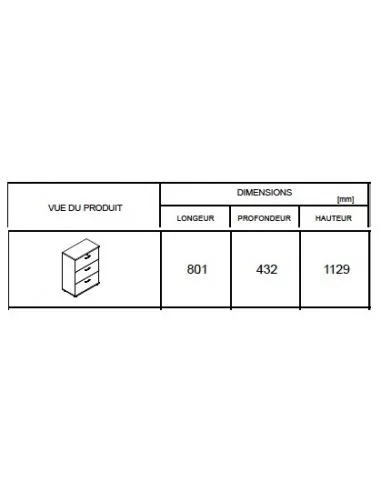 Armoire moyenne avec 3 tiroirs pour le classement des dossiers suspendus. - MDD