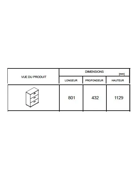 Armoire moyenne avec 3 tiroirs pour le classement des dossiers suspendus. - MDD
