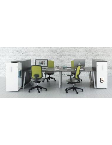 Ensemble de 4 postes Ogi A avec caissons de rangement grande contenance - MDD