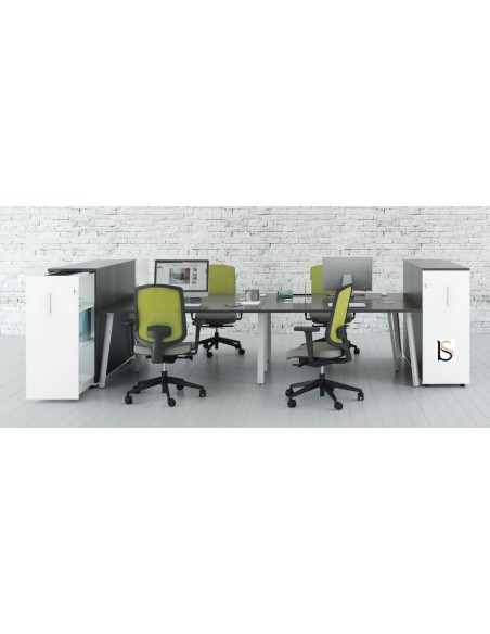 Ensemble de 4 postes Ogi A avec caissons de rangement grande contenance - MDD