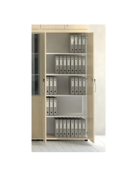 Armoire haute avec portes battantes équipée d’étagères - MDD