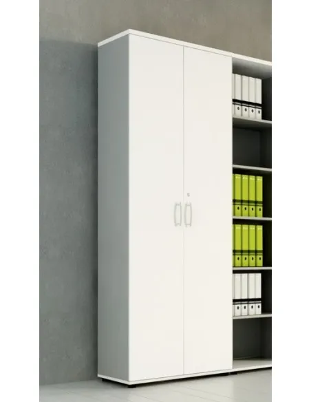 Armoire haute avec portes battantes équipée d’étagères - MDD