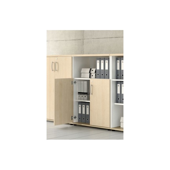 Armoire de bureau avec niche bibliothèque et portes battantes - MDD