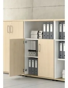Armoire de bureau avec niche bibliothèque et portes battantes - MDD