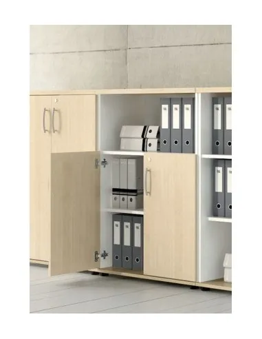 Armoire de bureau avec niche bibliothèque et portes battantes - MDD